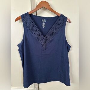 Croft & Barrow Navy Tank Top with Eyelet Detail
